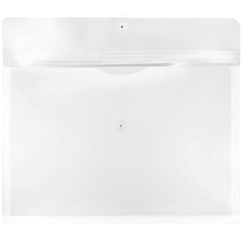 JAM PAPER Plastic Envelopes with Button & String Tie Closure - Large Booklet - 12 x 18 - Clear - 12/Pack 1
