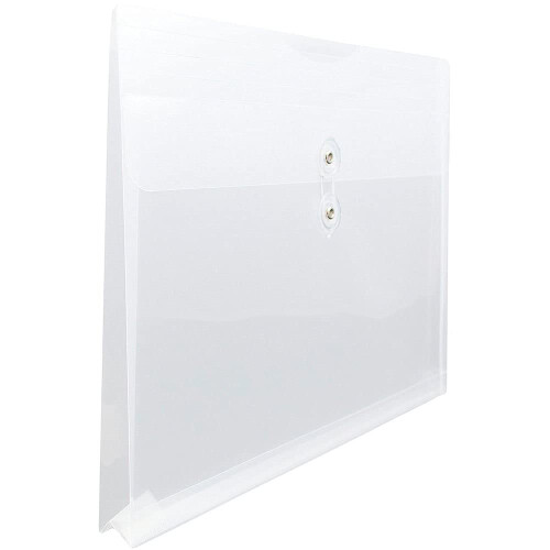 JAM PAPER Plastic Envelopes with Button & String Tie Closure - Large Booklet - 12 x 18 - Clear - 12/Pack 2