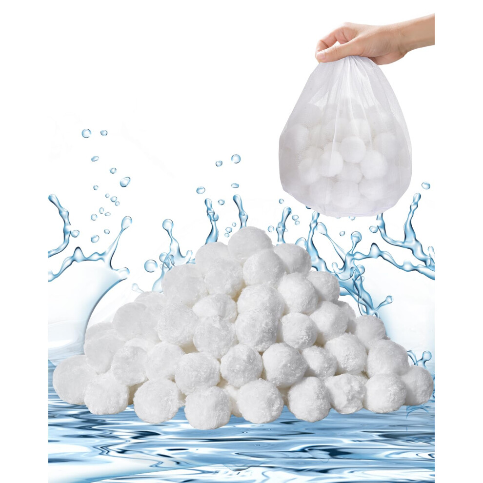 VEVOR Pool Filter Balls for Sand Filter  1.5 lbs  Filter Balls Replace Pool Filter Sand  Reusable Polyester Fiber Filter Media Balls with Wash Bag  fo