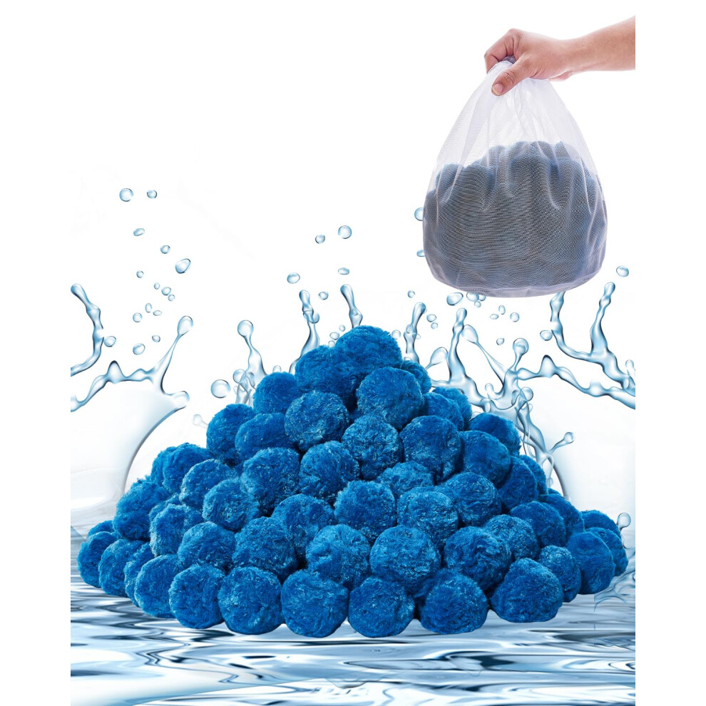 VEVOR Pool Filter Balls for Sand Filter  1.5 lbs  Filter Balls Replace Pool Filter Sand  Reusable Blue Polyester Fiber Filter Media with Wash Bag  for