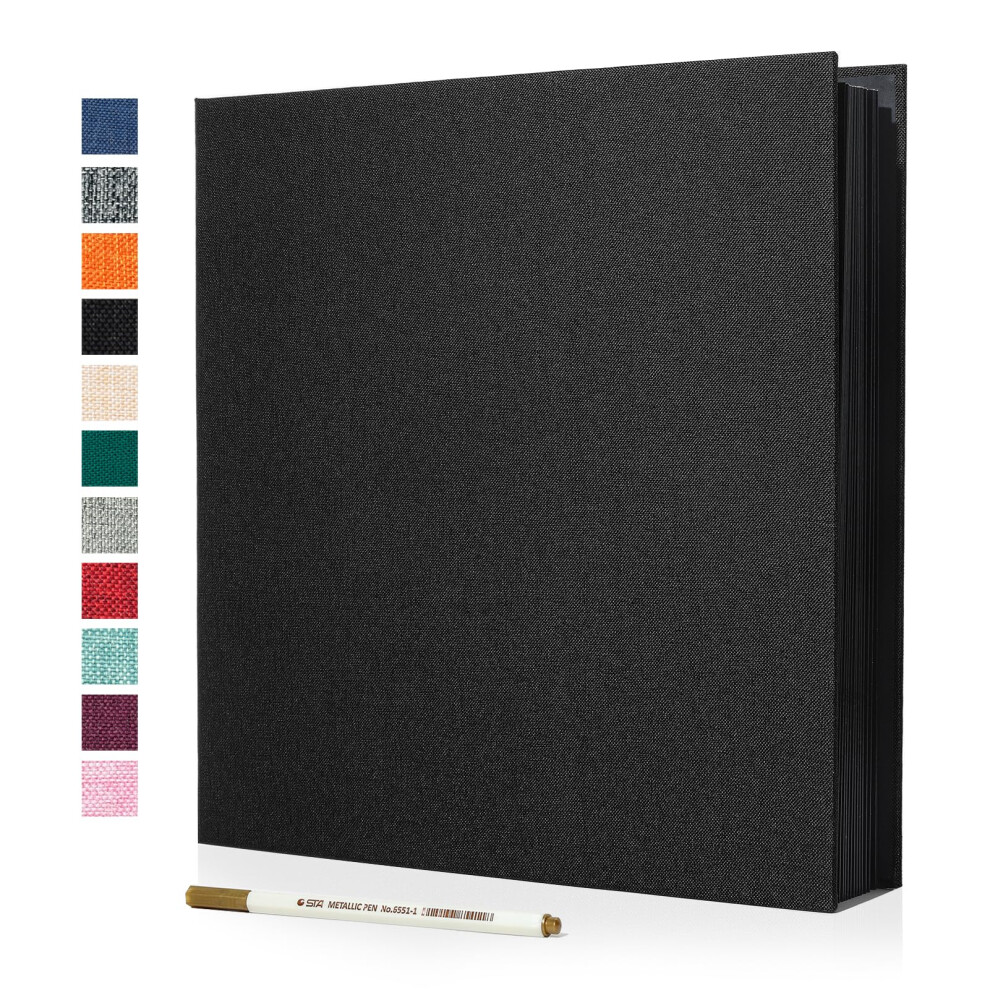 Spbapr Large Photo Album Self Adhesive Linen Cover Magnetic Scrapbook Album DIY Scrap Book 40 Black Sticky Pages for 3x5 4x6 5x7 8x10 Pictures with A