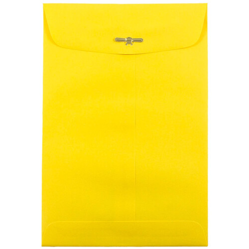 JAM PAPER 6 x 9 Open End Catalog Colored Envelopes with Clasp Closure - Yellow Recycled - 100/Pack 1