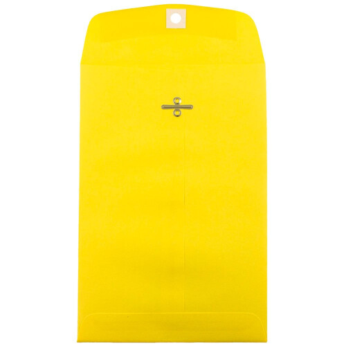 JAM PAPER 6 x 9 Open End Catalog Colored Envelopes with Clasp Closure - Yellow Recycled - 100/Pack