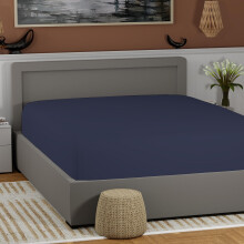 100% Cotton Twin Dark Blue Fitted Sheet Only  Lightweight Back to School College Essentials Mattress Fitted Sheet (39  W x 75  L)  Highly Breathable