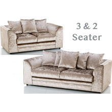 (3+2 Seater, Champaign) Aurora Crushed Velvet 3 and 2 Seater Sofa