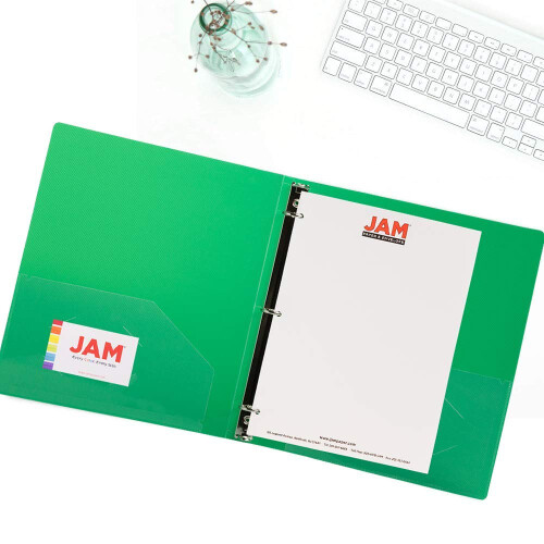 JAM PAPPER Plast 1 tums prmar - diverse 3 ringprmar (rd bl grn & orange) - 4/pack 2
