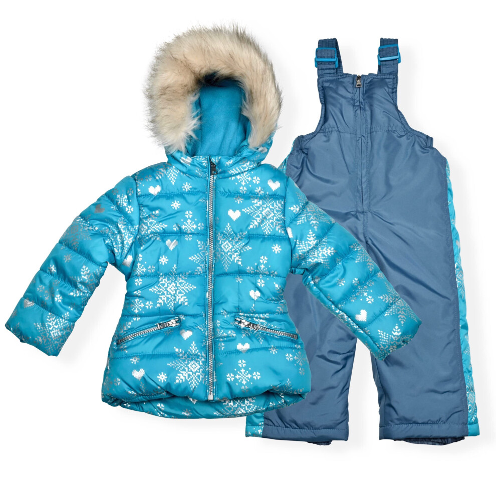 Arctic Quest Little Girls Bib Pantalon de neige et veste de ski Combinaison de neige r   sistante     l'eau pour enfants Veste d'hiver pour filles Bl