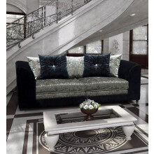 (3 Seater, Black & Silver) Aurora Crushed Velvet 3 and 2 Seater Sofa