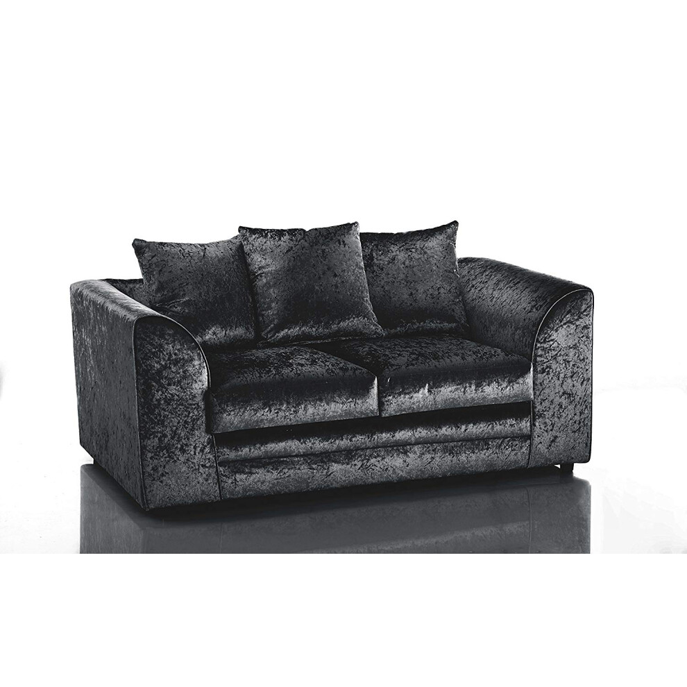 Snugg Furniture (2 Seater, ) Aurora Crushed Velvet 3 And 2 Seater Sofa Black