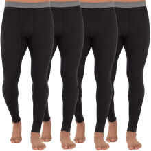 Fruit of the Loom Biancheria intima termica riciclata Premium Waffle da uomo, pantaloni lunghi (confezioni da 1, 2, 3 e 4) Nero, confezione da 4,