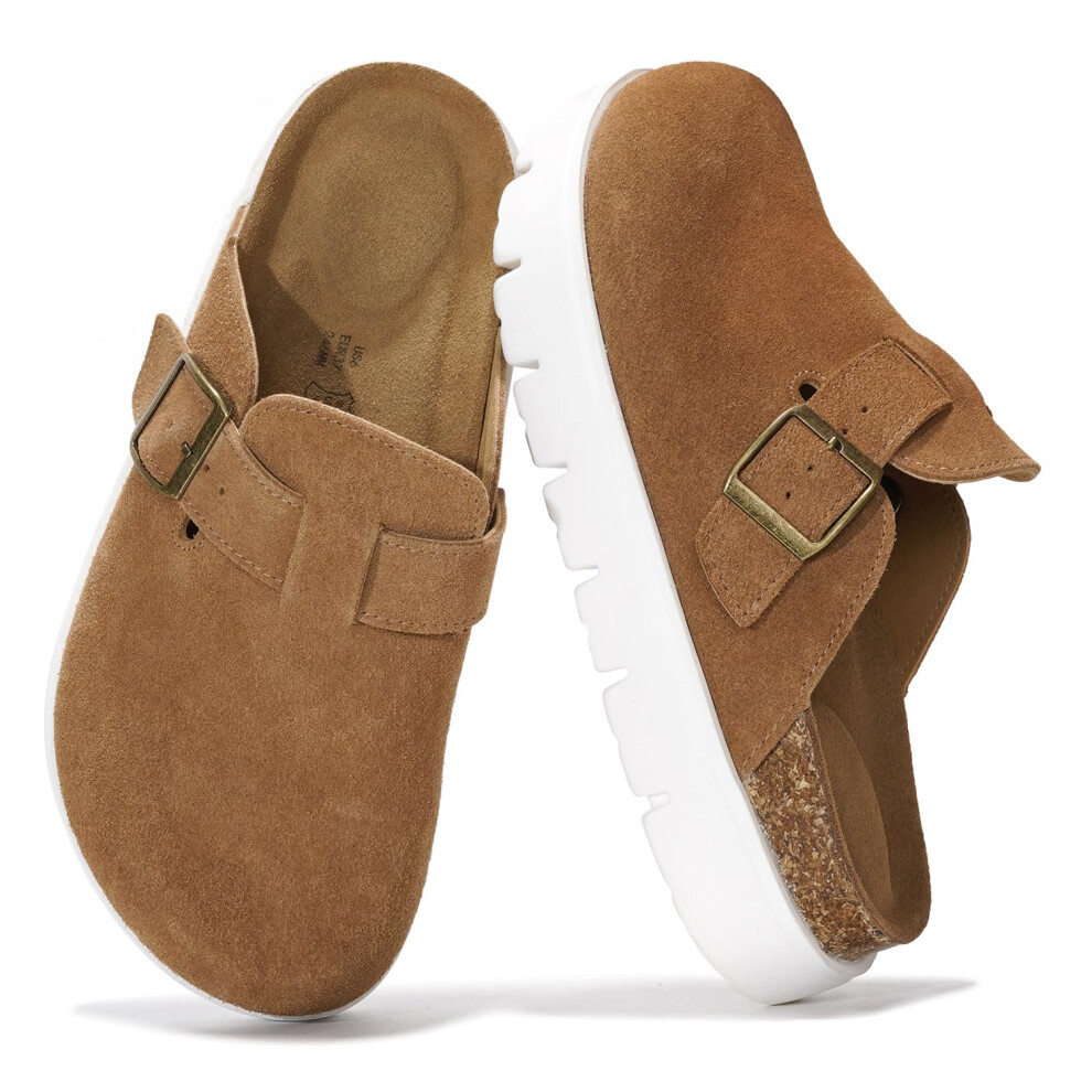 Project Cloud Genuine Leather Platform Clogs for Women Footwear - Memory Foam Arch Support Cork Footbed Casual Shoes & Mules for Women 2025 (Benton Ch