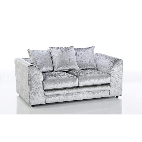 (2 Seater, Silver) Aurora Crushed Velvet 3 and 2 Seater Sofa