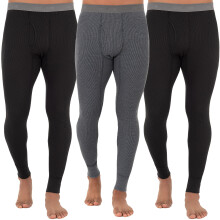 Fruit of the Loom Ropa interior tιrmica tipo gofre premium reciclada para hombre, parte inferior larga (1, 2, 3 y 4 paquetes), negro/negro/gris p