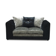 (2 Seater, Black & Silver) Aurora Crushed Velvet 3 and 2 Seater Sofa