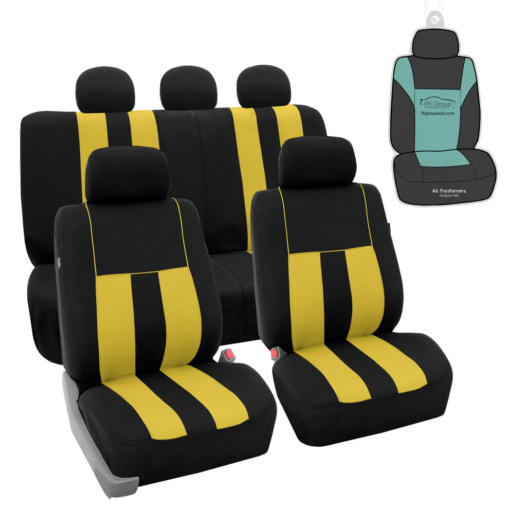 Fh Group Car Seat Cover Full Set Striking Striped Car Seat Covers With Front Seat Covers And Rear Split Bench Car Seat Cover Universal Fit Inte Yellow 196342003684