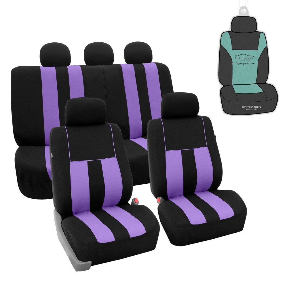 Fh Group Car Seat Cover Full Set Striking Striped Car Seat Covers With Front Seat Covers And Rear Split Bench Car Seat Cover Universal Fi Purple/Black 196342001611