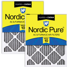 Filtres    air pour fournaise Nordic Pure 14 x 14 x 1 (13 3/4 x 13 3/4 x 3/4) MERV 10 pliss  s plus charbon, paquet de 2
