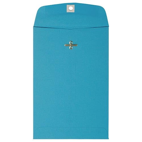 JAM PAPER 6 x 9 Open End Catalog Colored Envelopes with Clasp Closure - Blue Recycled - 100/Pack