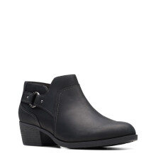 Clarks Women's Charlten Grace Ankle Boot Black Oily 7.5