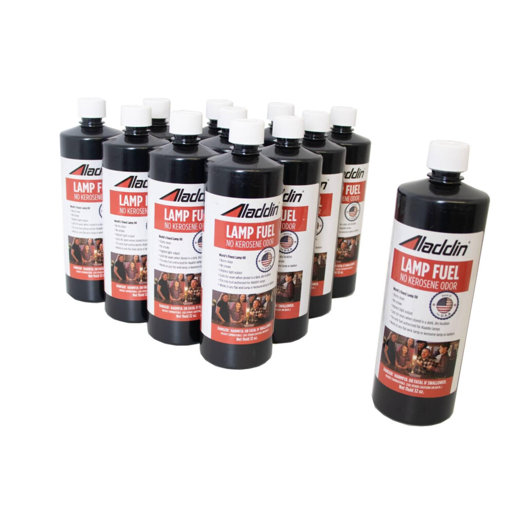 Aladdin Clear Lamp Oil Fuel - Kerosene Alternative Clean Burning Odor Free for Indoor/Outdoor Flat Wick Lanterns  Lamps and Tiki Torches  384 Ounces