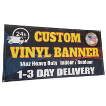 Brugerdefineret vinylbanner 14oz premium coated vinyl fuld farve indendørs/udendørs tunge tegn design online eller udskriv din designfil. 1 -side