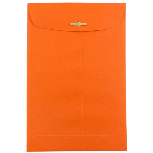 JAM PAPER 6 x 9 Open End Catalog Colored Envelopes with Clasp Closure - Orange Recycled - 100/Pack 1