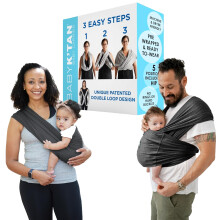 Yoga activo Baby K'Tan Baby Carrier Wrap: #1 Sling de beb pre-envuelto fcil | Tela de yoga suave | Proteccin solar infantil UVA/UVB | Secado rpid