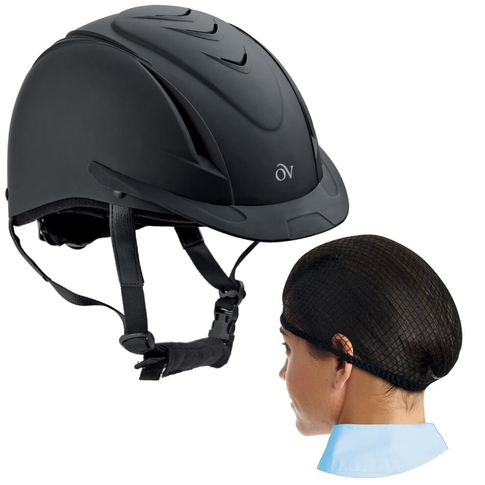 Casque OVATION Deluxe Schooler noir-noir avec a  rations XXS/XS et filet    cheveux Deluxe PK/2 noir taille unique