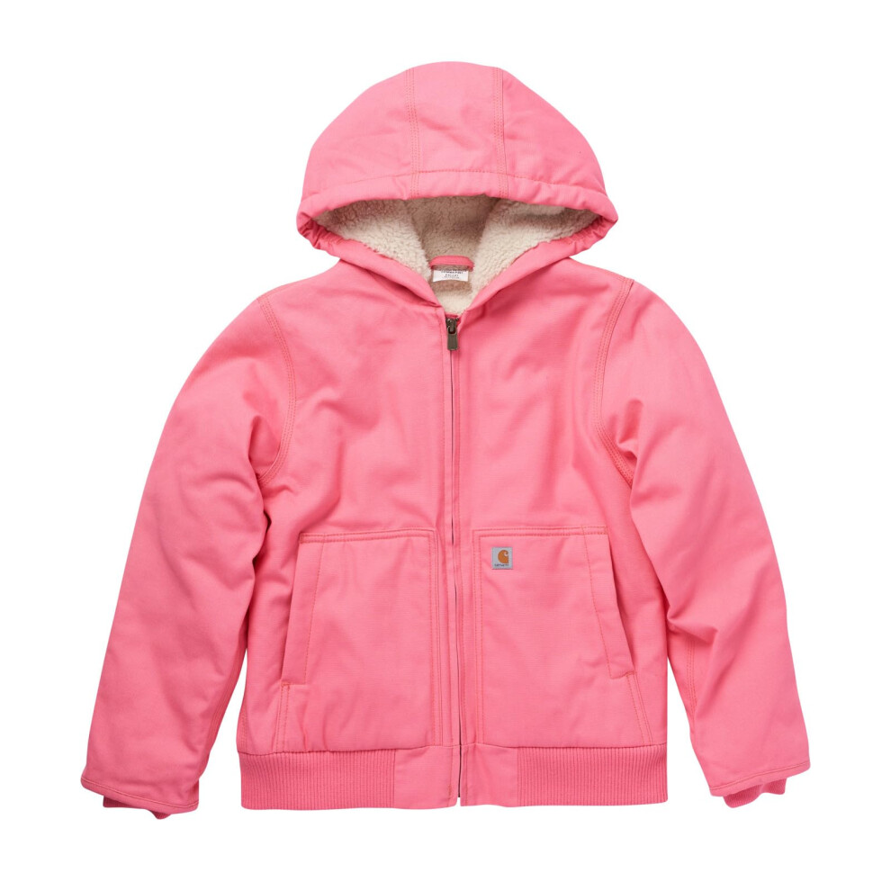 Carhartt Girls' Zip Front Canvas Insulated Hooded Active Jac  Pink Lemonade  Medium (10/12)