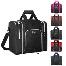 WOLT Bowling Ball Bag for Single Ball - Bowling Bag med vadderad bollhllare 2 fickor Passar skor upp till herrstorlek 14 och tillbehr (svart)