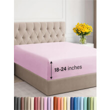 Extra Deep Cal King Fitted Sheet - Hotel Luxury Single Fitted Sheet Only - Easily Fits 18 inch to 24 inch Mattress - Ultra Soft Wrinkle Free with Ex