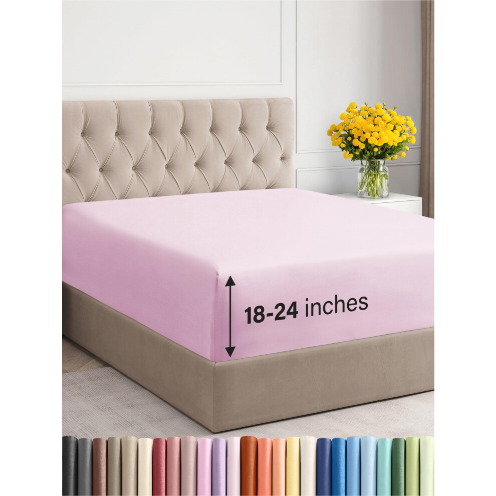 Drap-housse extra profond pour lit king size - Drap-housse simple de luxe pour h   tel - Convient aux matelas de 45     61 cm - Ultra doux, infroissa