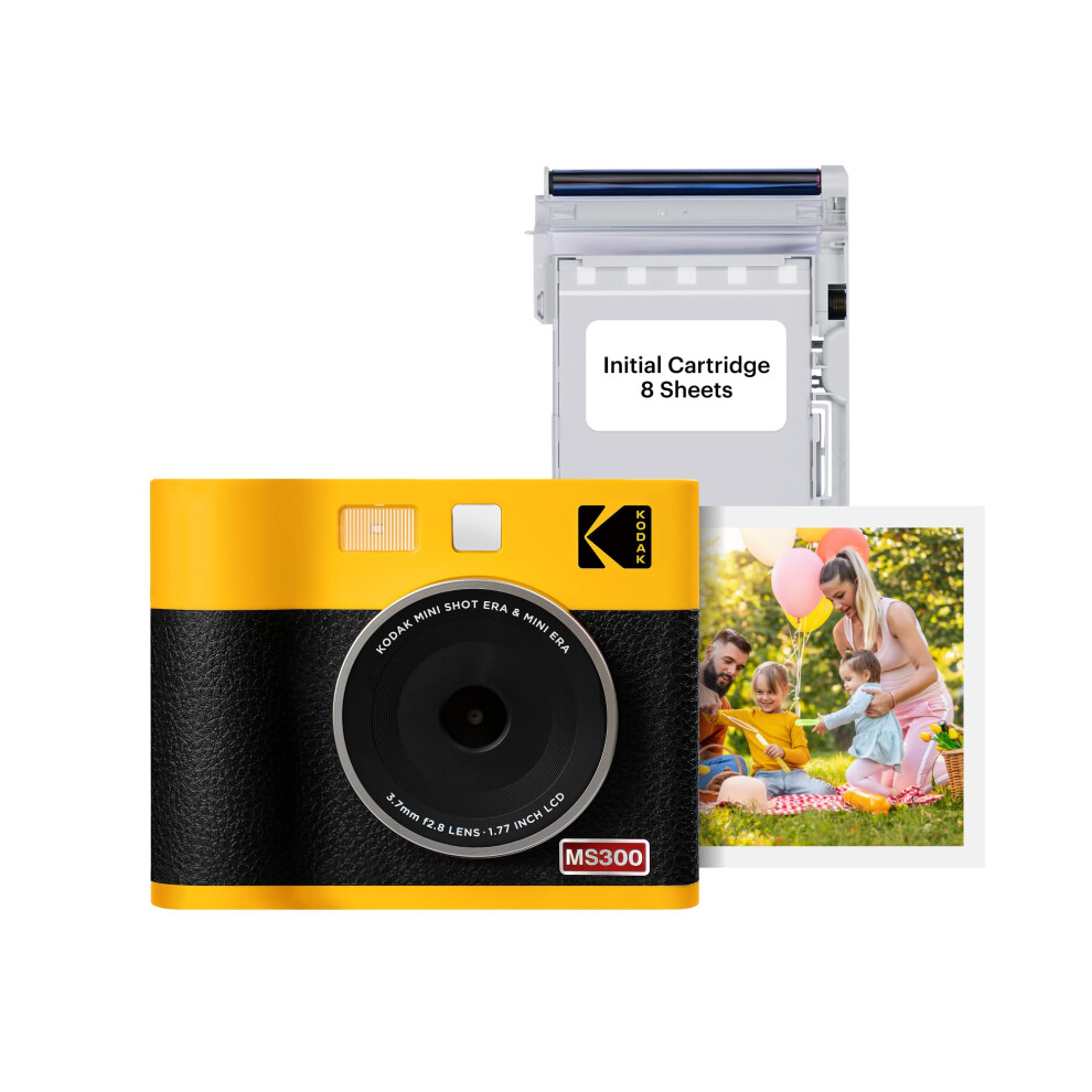 KODAK Mini Shot 3 ERA 4PASS 2-in-1 Instant Camera and Photo Printer (Yellow  Camera + 8 Sheets)