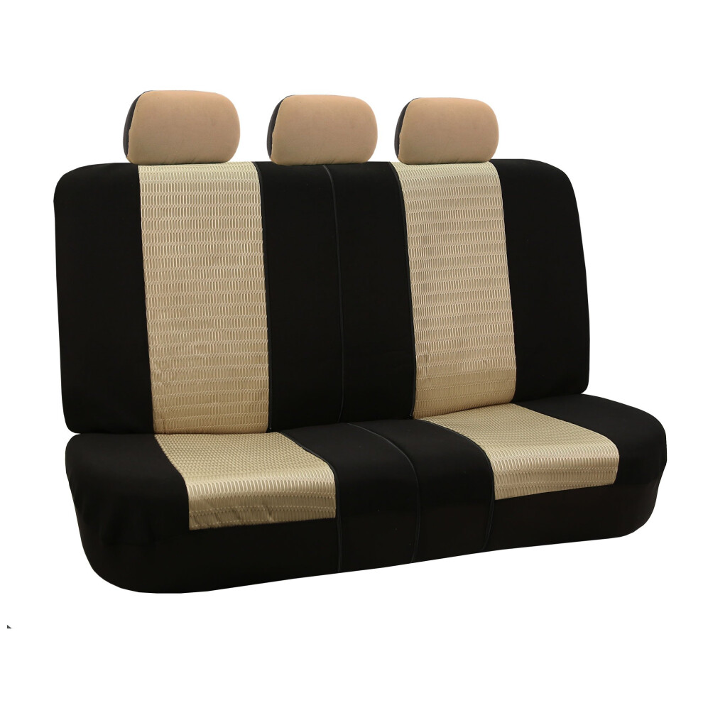 Fh Group Automotive Seat Cover Trendy Elegance For Back Seat Begie Car Interior Accessories For Suv Sedan & Van Universal Fit Combo Rear Seat Cover S 196342029332