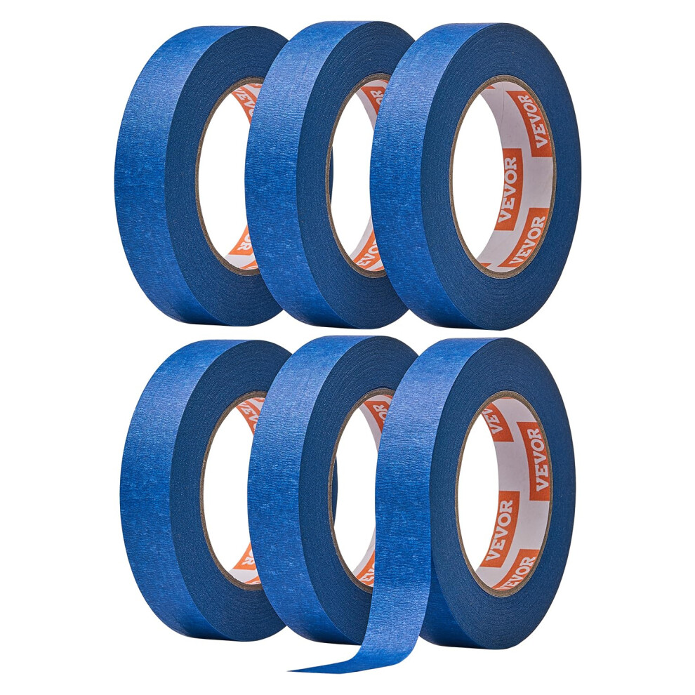 VEVOR Painters Tape  1 Inch Wide (0.94 In x 60 Yds)  6 Rolls  Blue Painter Tape for Painting  Edge  Trim  Ceiling  Masking Tape Protects Surfaces and