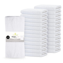 GOLD TEXTILES Set da 24 panni bianchi economici (30x30 cm) - Panni per la pulizia in misto cotone di qualit    commerciale, ad asciugatura rapida e