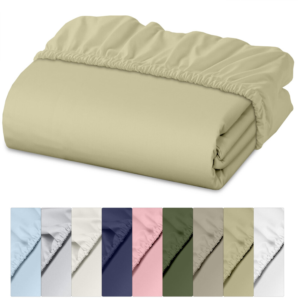 Drap-housse RUVANTI 100 % coton California King uniquement - Percale rafra   chissante et croustillante - Drap-housse respirant et durable Cal King