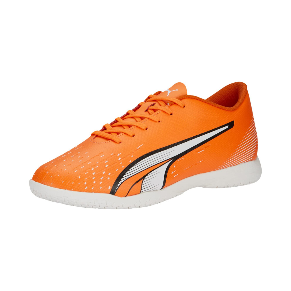 PUMA Mens Ultra Play Indoor Trainer Soccer Shoes  Ultra Orange-PUMA Mens White-Blue Glimmer  9.5
