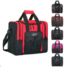 WOLT Bowling Ball Bag for Single Ball -Bowling Bag with Padded Ball Holder, 2 Pockets Fit Shoes Up to Mens Size 14 and Accessories(red)