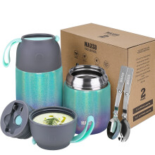 MAXSO 2 Pack Soup Thermo for Hot & Cold Food for Kids Adults Vacuum Insulated Food Jar Thermal Lunch Containers Travel Food Flask with Spoon (24 oz