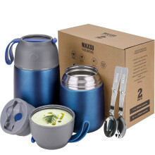MAXSO 2 Pack Soup Thermo for Hot & Cold Food for Kids Adults Vacuum Insulated Food Jar Thermal Lunch Containers Travel Food Flask with Spoon (24 oz