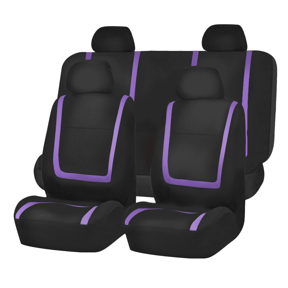 Fh Group Car Seat Covers Full Set Cloth - Universal Fit Automotive Seat Covers Low Back Front Seat Covers Solid Back Seat Cover Washable Car Seat C 816352021026