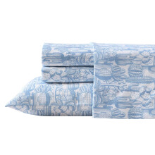 Wrangler - Sheet Set Breathable & Wrinkle Resistant Bedding with Matching Pillowcase Yellowstone Inspired Fully Elasticized (Cactus Toile Blue Tw
