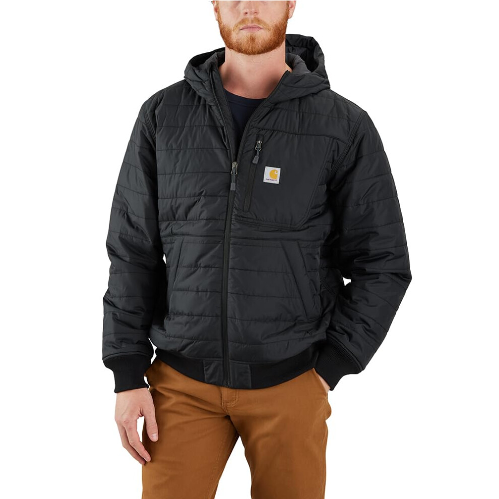 Carhartt Men's Rain Defender Relaxed Fit Lightweight Insulated Hooded Jacket  Black