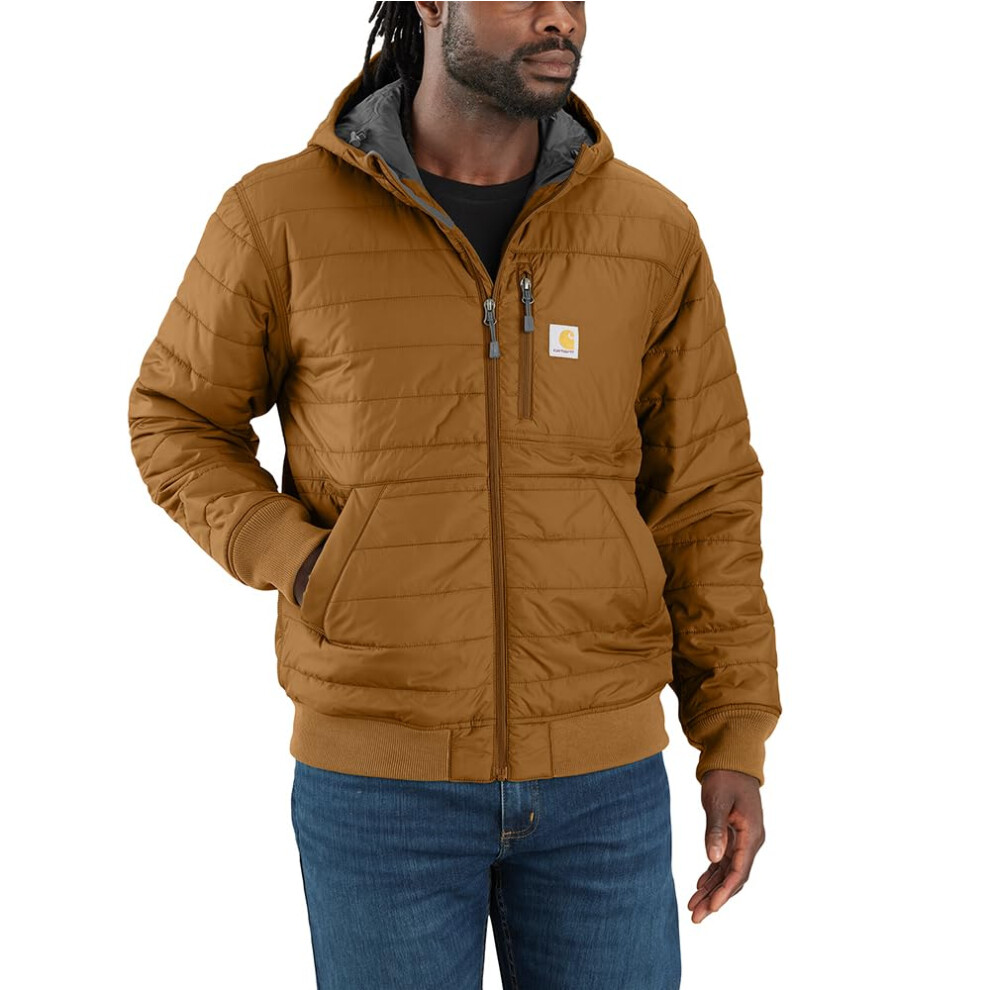 Carhartt Men's Big & Tall Rain Defender Relaxed Fit Lightweight Insulated Hooded Jacket  Brown