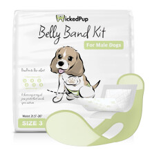WICKEDPUP maveb?nd til hanhunde 50 blepuder og 1 genanvendelig hanomslag (st?rrelse 3 (21,5""""-26"""" talje))