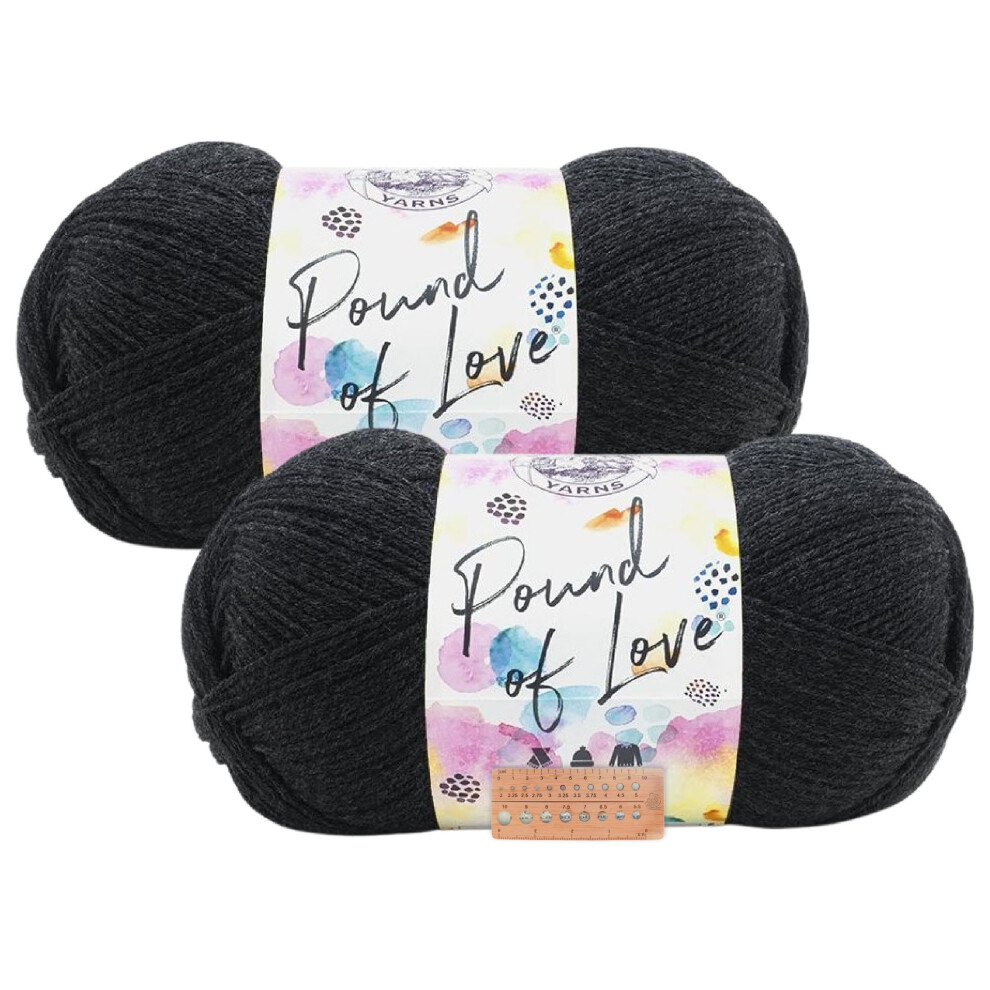 Lion Brand Yarn - Pound of Love - 2 Pack (Charcoal)