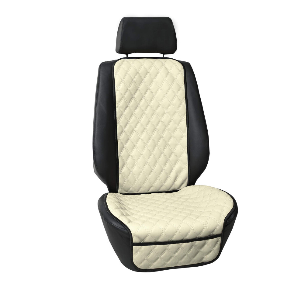 Fh Group Car Seat Cushion Faux Leather Automotive Seat Cushions - Universal Fit Car Seat Cushion With Front Pockets Airbag Compatible Car Seat Cushi 842319134577