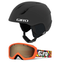 Giro Launch Combo Pack Capacete de esqui na neve com culos combinando Preto fosco/Jelly XS (48,5-52 cm)