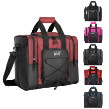 WOLT Bowling Ball Bag for Single Ball -Bowling Bag with Padded Ball Holder, 2 Pockets Fit Shoes Up to Mens Size 14 and Accessories (healthyRed)
